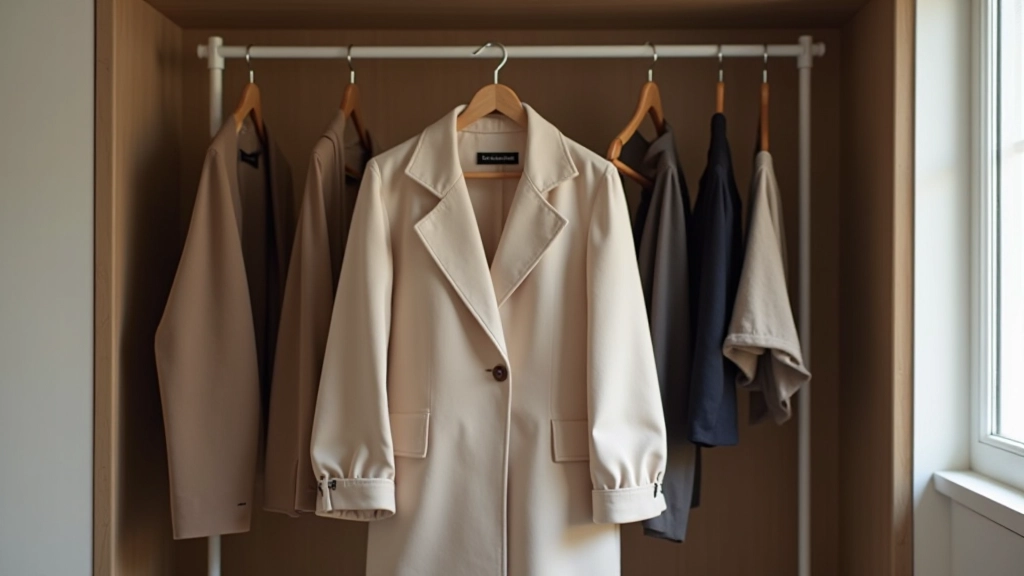 Organisation saisonnière d'une garde-robe minimaliste avec vêtements disposés par saison
